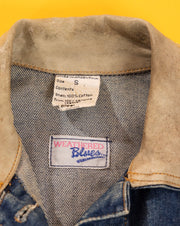 Vintage 80s Weathered Blues Denim Leather Jacket
