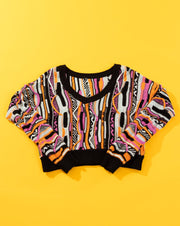 Vintage Y2K 3D Coogi Style Knit Cropped Sweater