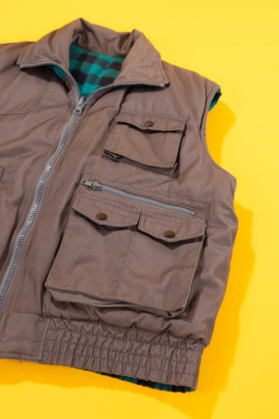 Vintage 90s Branded Lion Reversible Puffer Vest