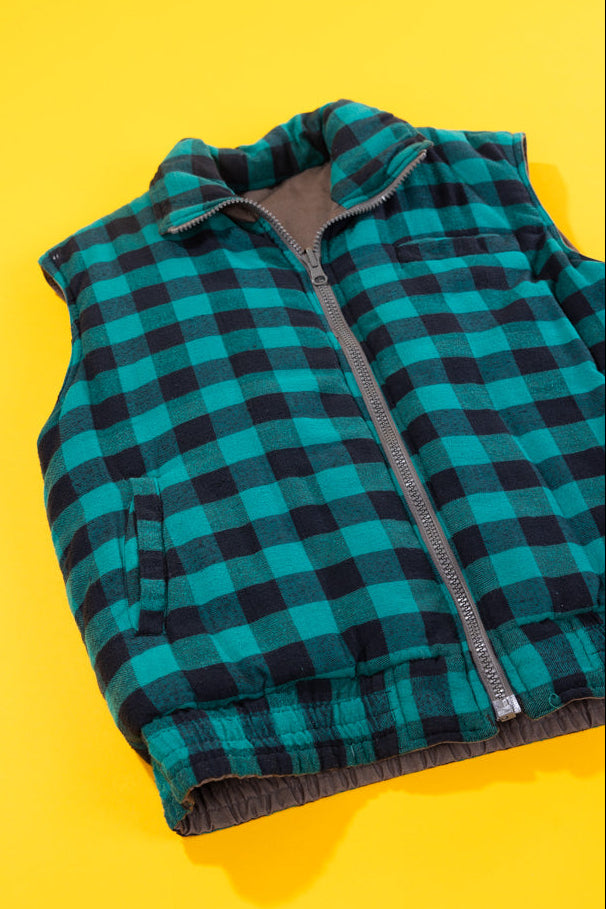 Vintage 90s Branded Lion Reversible Puffer Vest