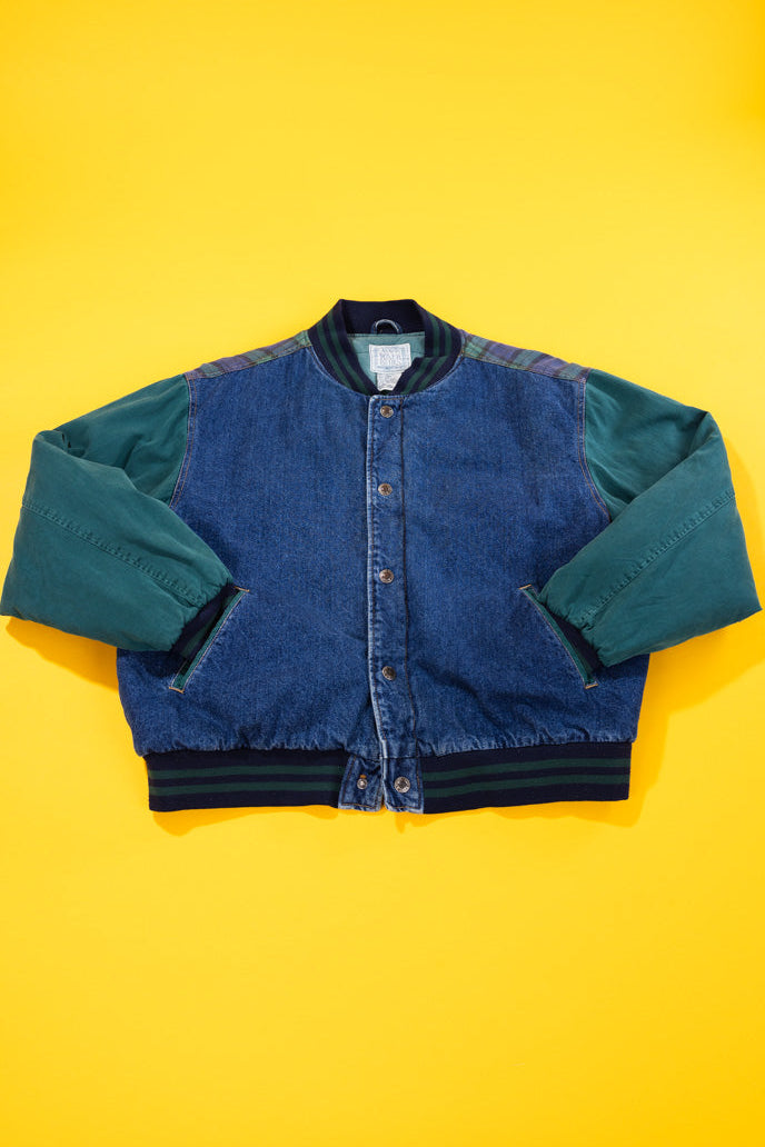 Vintage 90s Canyon River Blues Denim Varsity Jacket