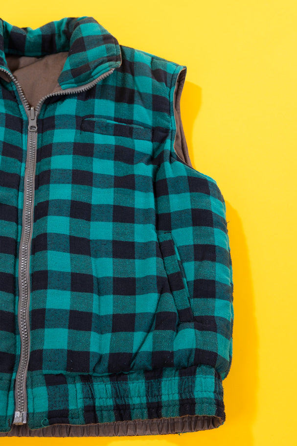 Vintage 90s Branded Lion Reversible Puffer Vest