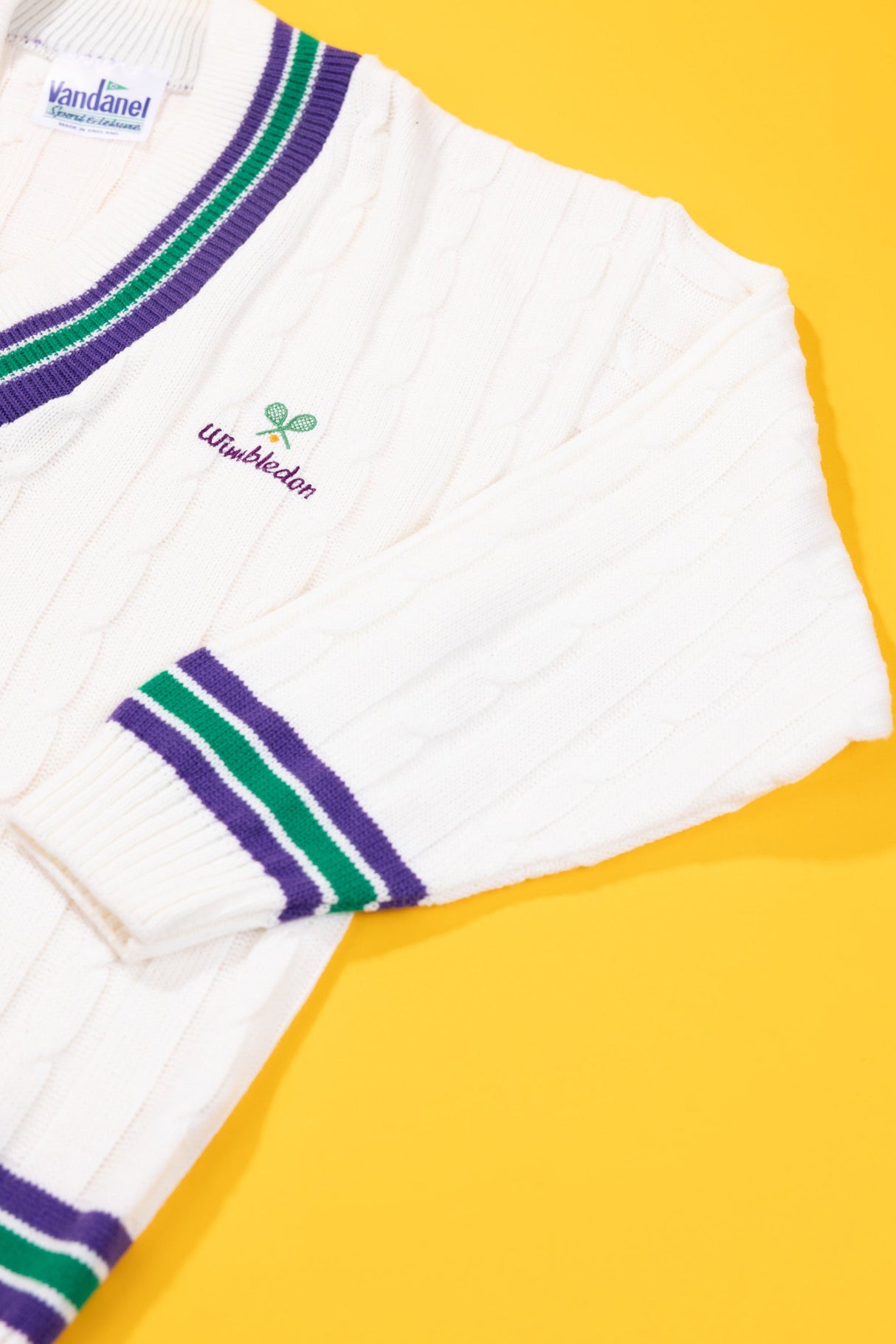 Vintage 80s Vandanel Wimbledon Cable Knit Pullover Sweater