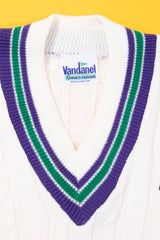 Vintage 80s Vandanel Wimbledon Cable Knit Pullover Sweater