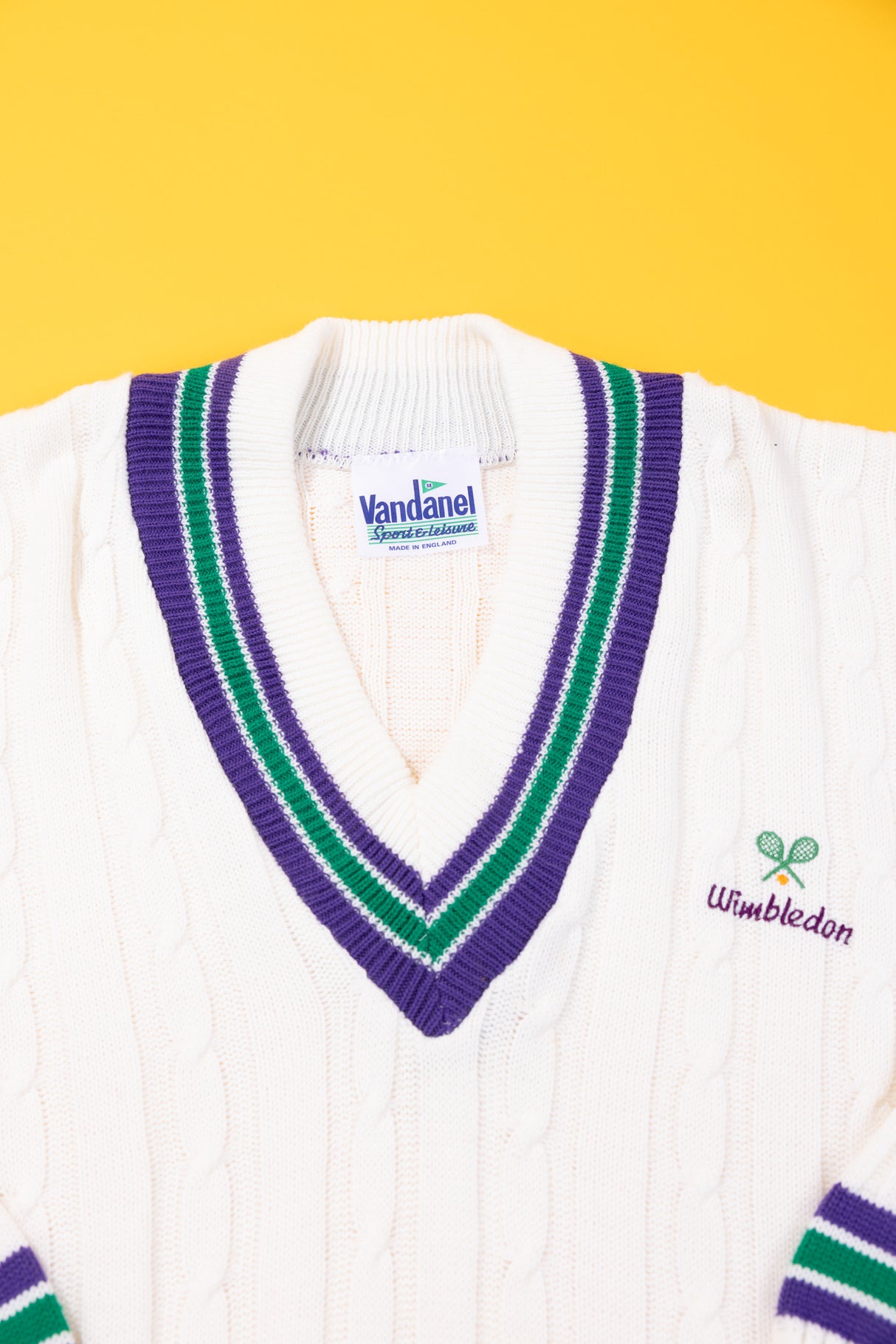 Vintage 80s Vandanel Wimbledon Cable Knit Pullover Sweater