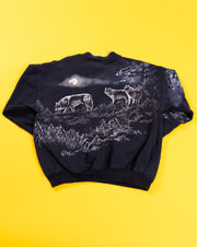 Vintage 90s Wolf All Over Print Crewneck Sweater