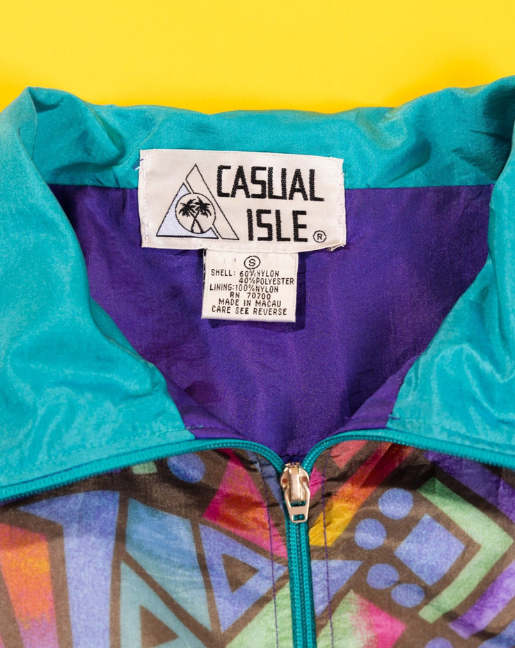 Vintage 80s Casual Isle Retro Windbreaker Jacket
