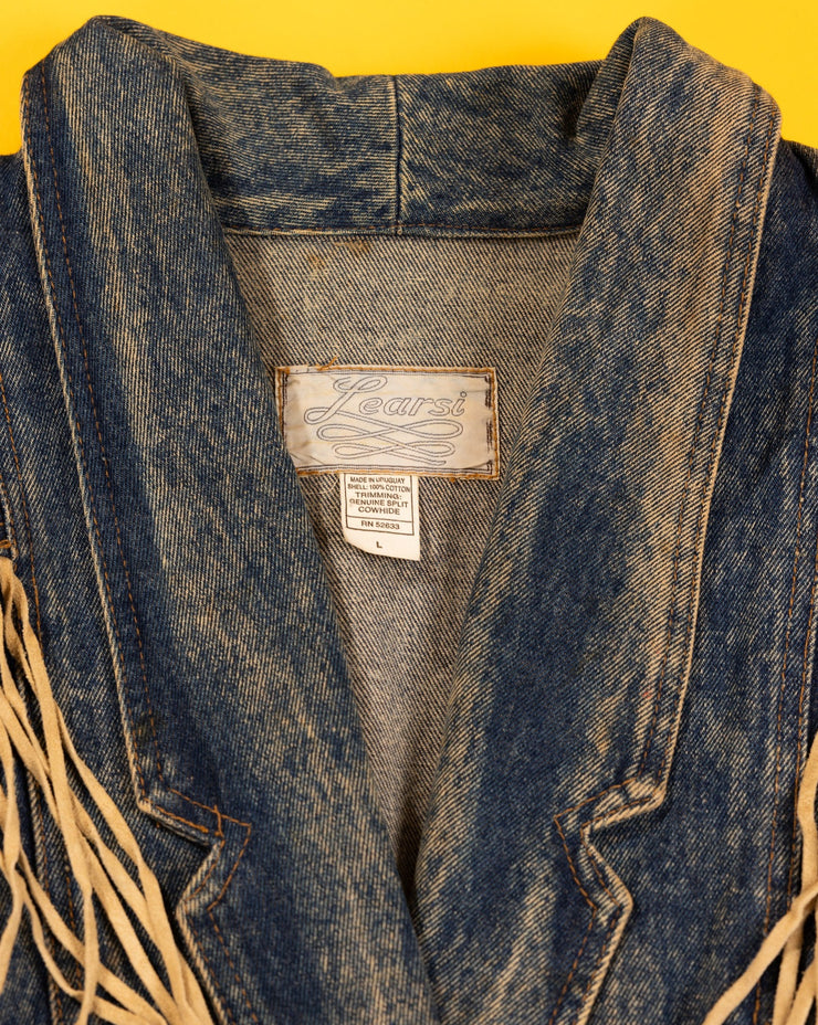 Vintage 80s Learsi Fringed Denim Jacket