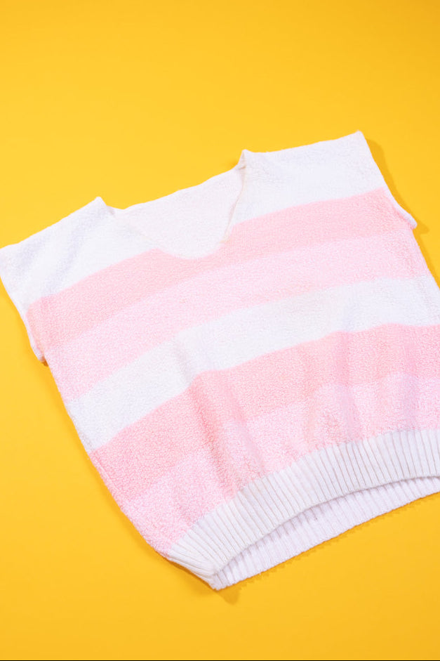 Vintage 80s Striped Sleeveless V-neck