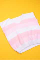 Vintage 80s Striped Sleeveless V-neck