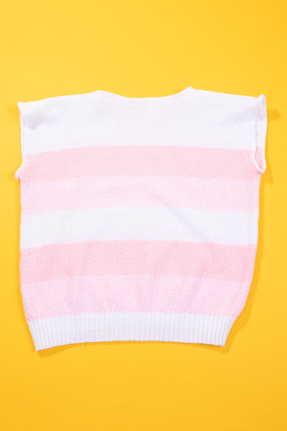 Vintage 80s Striped Sleeveless V-neck