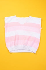 Vintage 80s Striped Sleeveless V-neck