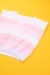 Vintage 80s Striped Sleeveless V-neck