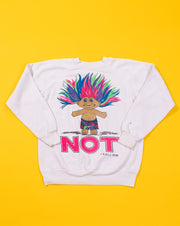 Rare Vintage 90s Troll Dude 'NOT' Crewneck Sweater