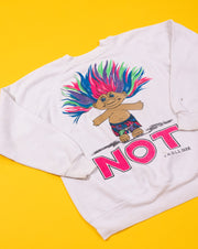 Rare Vintage 90s Troll Dude 'NOT' Crewneck Sweater