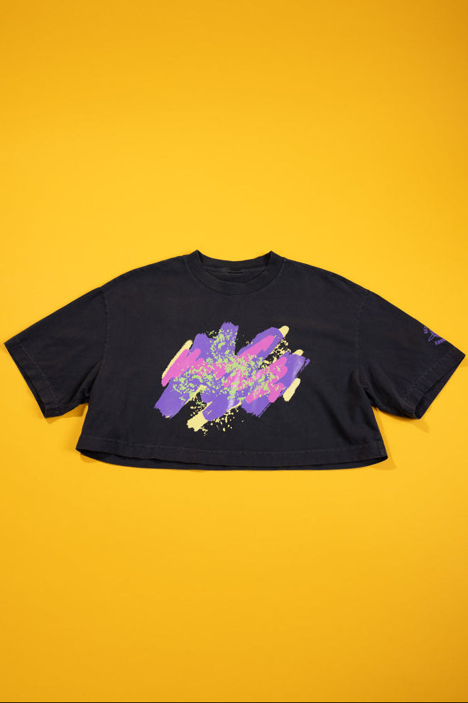 RCW Retro Splash Crop Tee (Black/White)