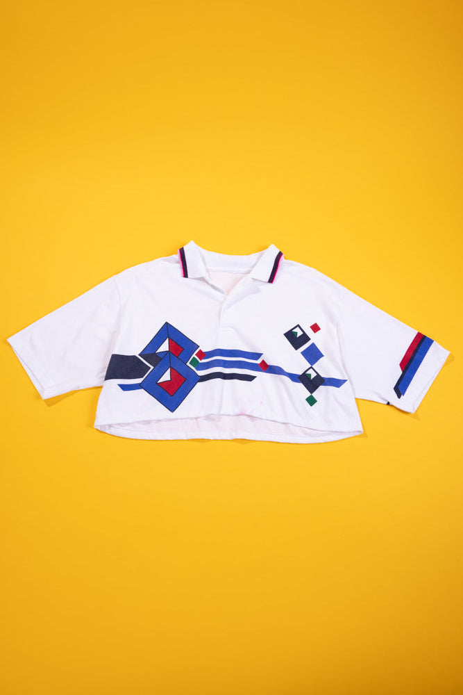 Upcycled 90s Retro Collared Crop Top