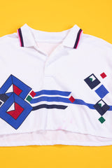 Upcycled 90s Retro Collared Crop Top