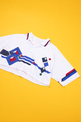 Upcycled 90s Retro Collared Crop Top