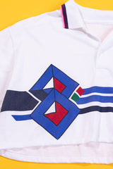 Upcycled 90s Retro Collared Crop Top