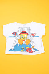 Vintage 1985 Tweety Bird Beach Crop Top