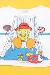 Vintage 1985 Tweety Bird Beach Crop Top
