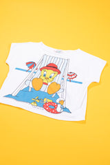 Vintage 1985 Tweety Bird Beach Crop Top