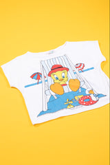 Vintage 1985 Tweety Bird Beach Crop Top