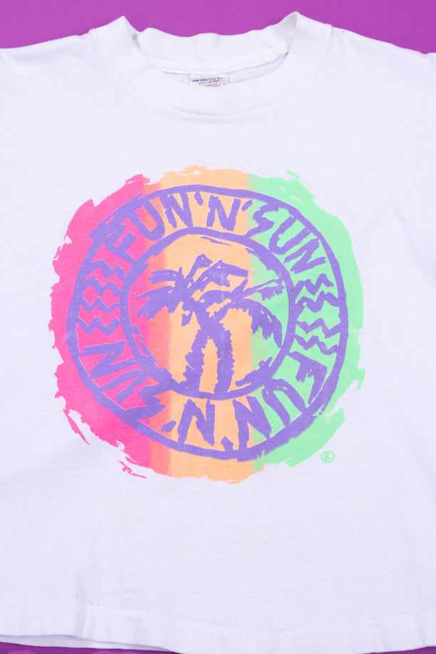 Vintage 80s Fun 'N' Sun Crop Tee