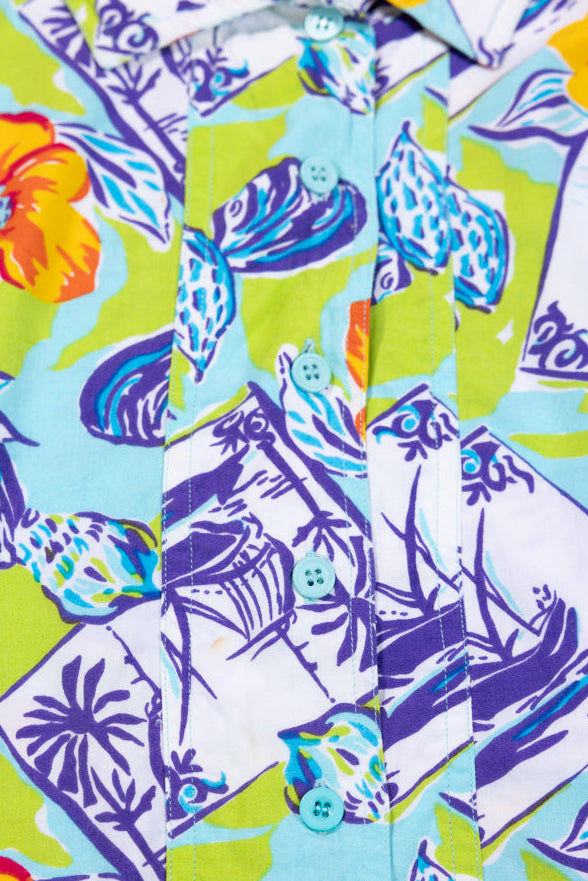 Vintage 90s Kikomo Cropped Button Up