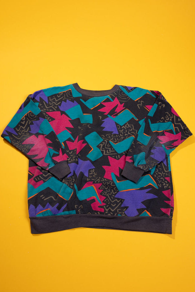 Vintage 80s Jolly Roger Geometric Sweater