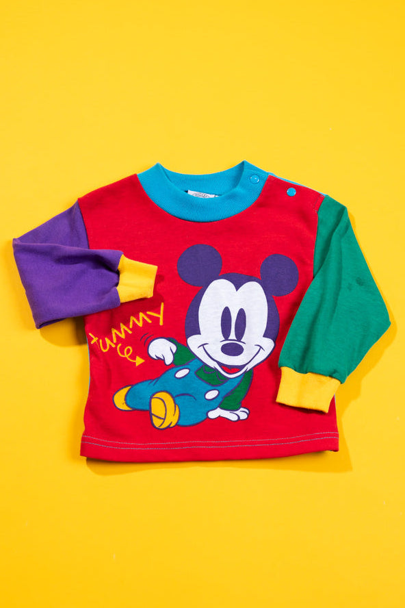 Vintage 80s Baby Mickey Long Sleeve Shirt (Kids - 12M)