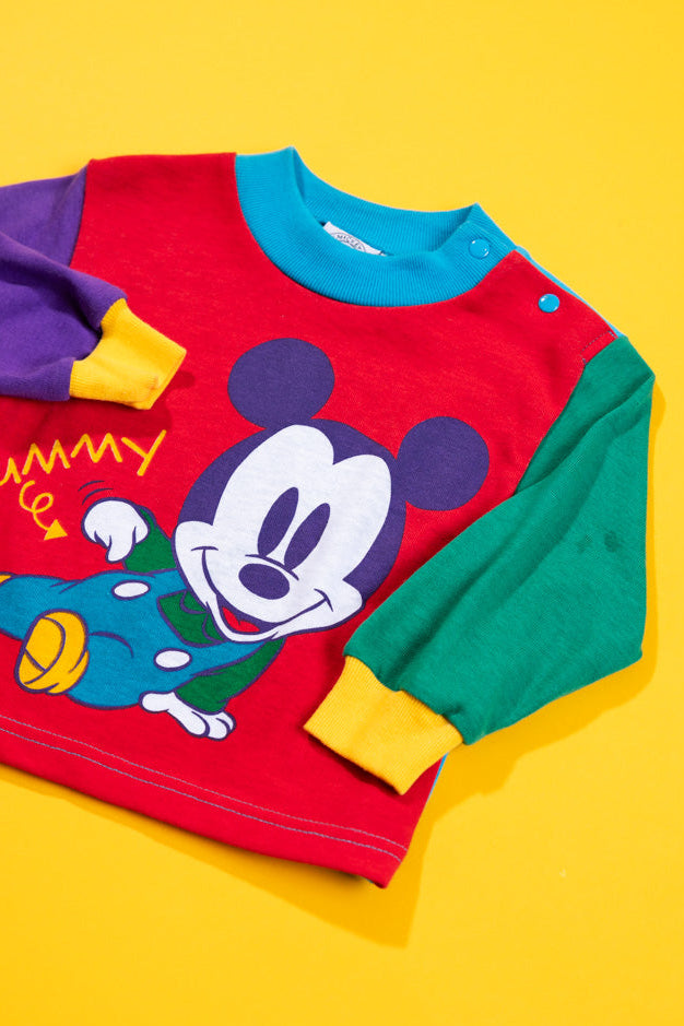 Vintage 80s Baby Mickey Long Sleeve Shirt (Kids - 12M)