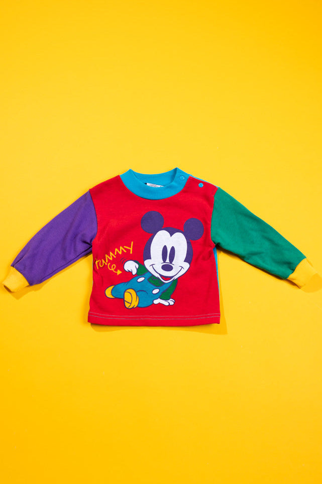 Vintage 80s Baby Mickey Long Sleeve Shirt (Kids - 12M)