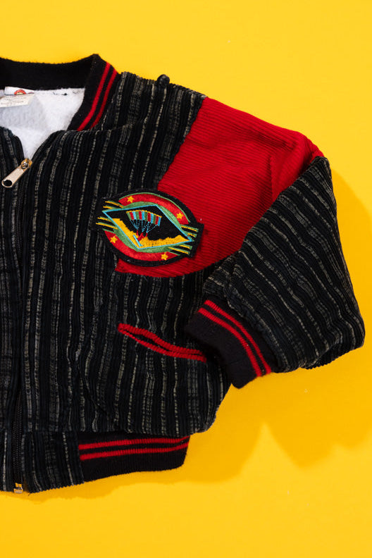 Vintage 90s Corduroy Pinstripe Racing Bomber Jacket (Kids - 18M)