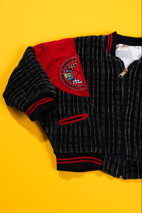 Vintage 90s Corduroy Pinstripe Racing Bomber Jacket (Kids - 18M)