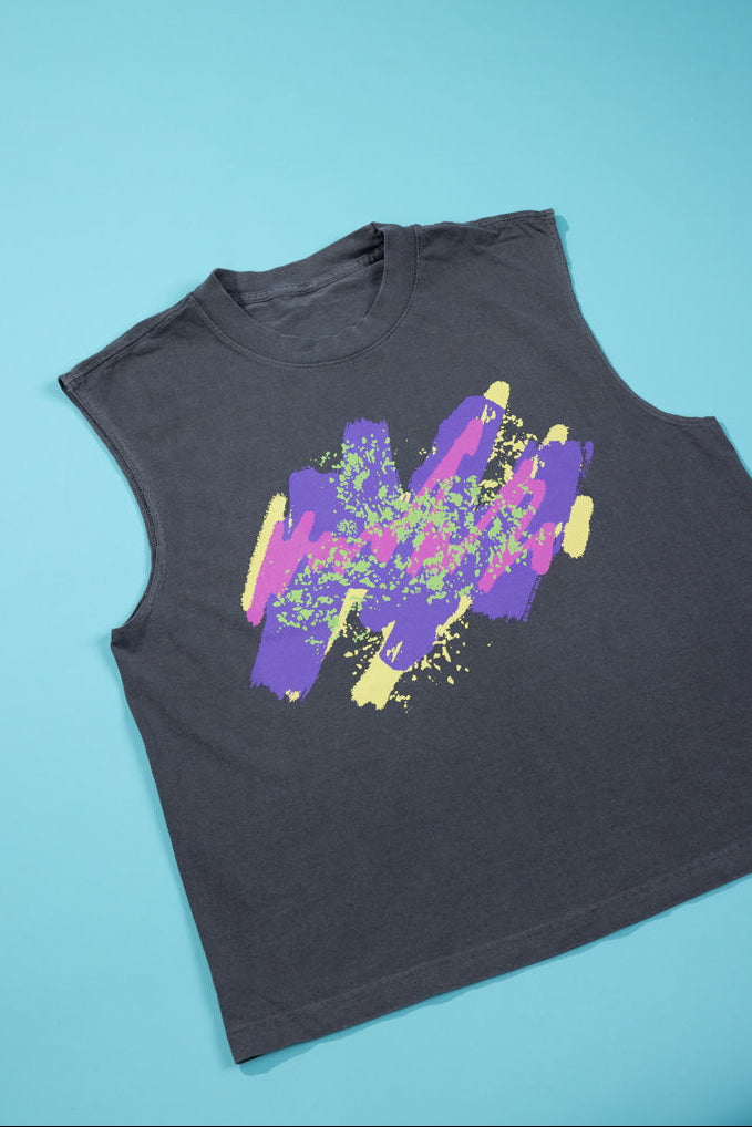RCW Retro Splash Muscle Tank (Faded Black)