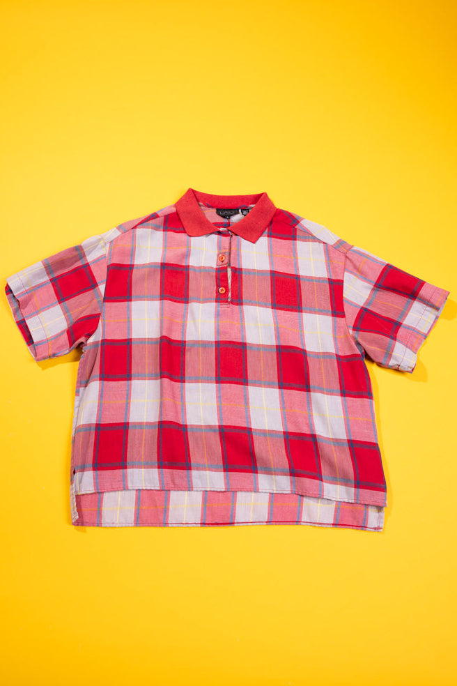 Vintage 80s Tomboy Plaid Collared Shirt