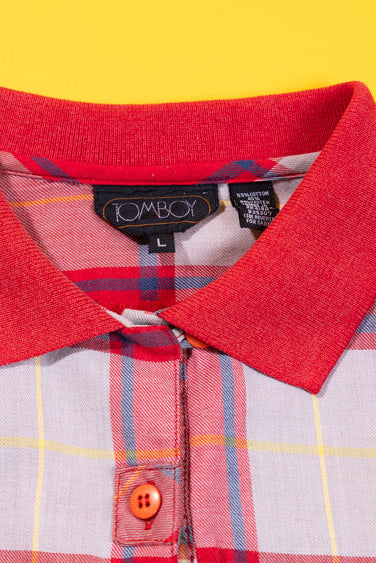 Vintage 80s Tomboy Plaid Collared Shirt