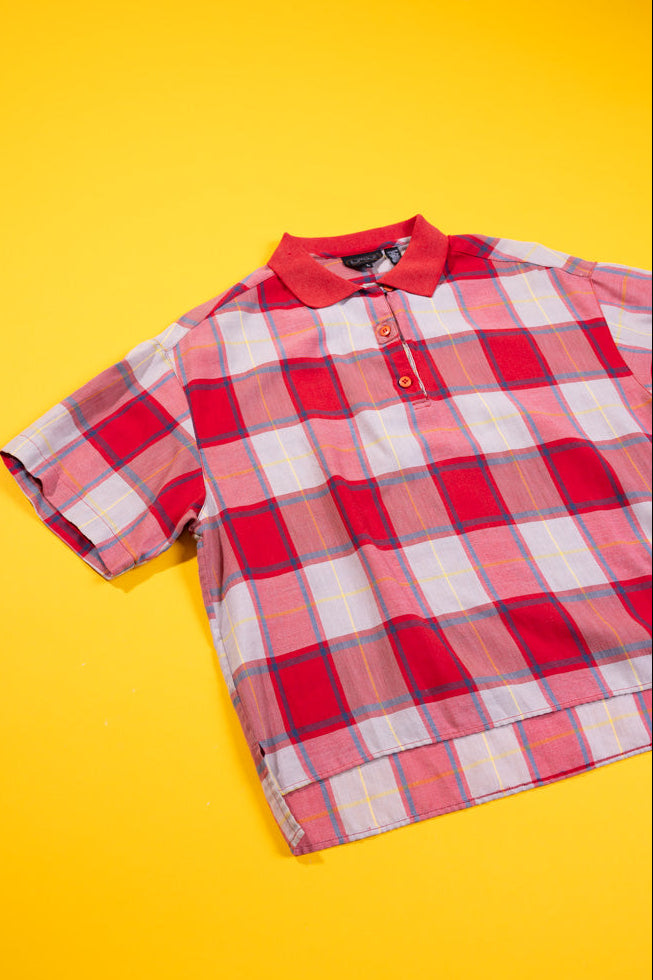 Vintage 80s Tomboy Plaid Collared Shirt
