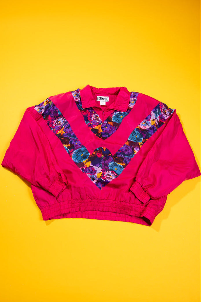 Vintage 80s Frenchic Quarter Zip Silk Pullover Jacket