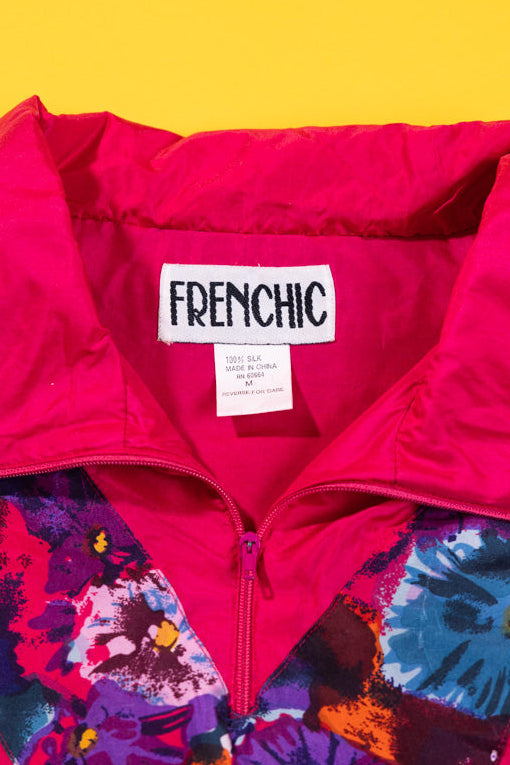 Vintage 80s Frenchic Quarter Zip Silk Pullover Jacket