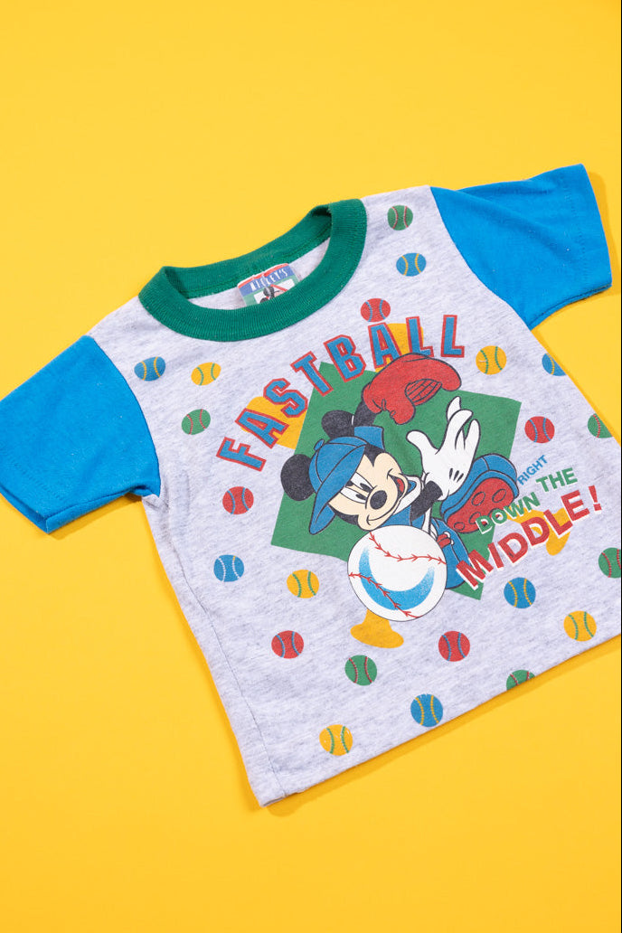 Vintage 90s Disney Mickey Fastball T-shirt (Kids - 4T)