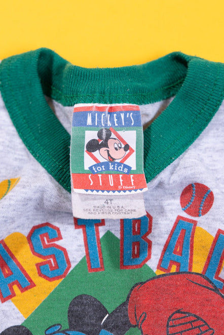 Vintage 90s Disney Mickey Fastball T-shirt (Kids - 4T)