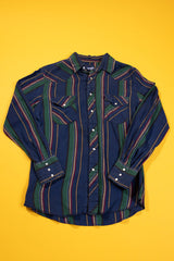 Vintage 80/90s Wrangler Striped Western Long Sleeve Collared Shirt