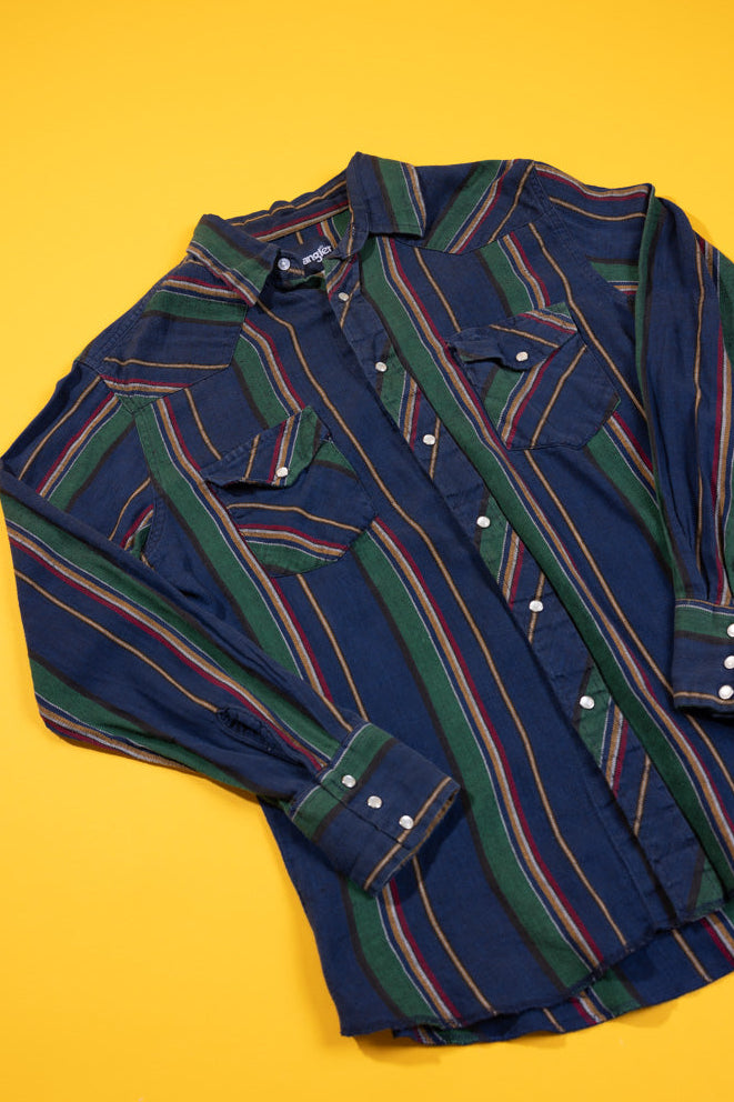 Vintage 80/90s Wrangler Striped Western Long Sleeve Collared Shirt
