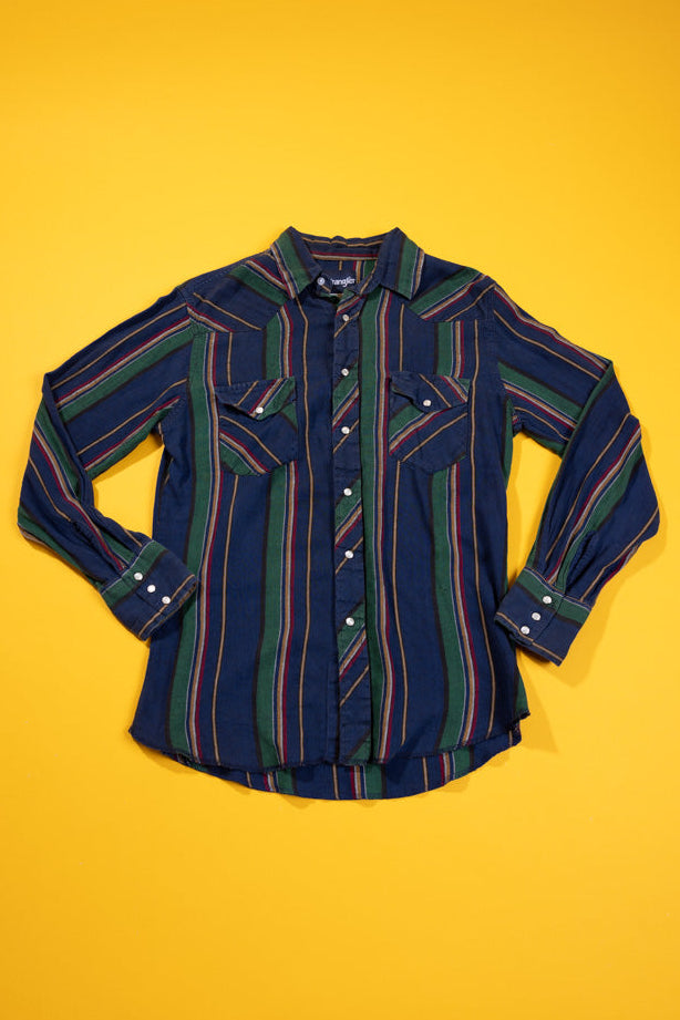 Vintage 80/90s Wrangler Striped Western Long Sleeve Collared Shirt