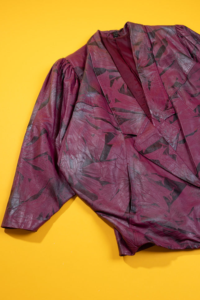 Vintage 80s Leather Batwing Jacket