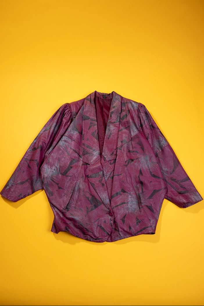 Vintage 80s Leather Batwing Jacket
