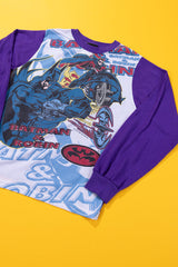 Vintage 1997 DC Batman and Robin Long Sleeve Pajama Shirt (Kids-14)